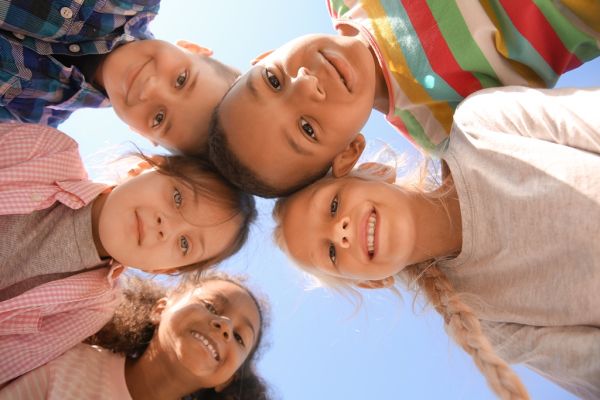 Portrait of little children outdoors