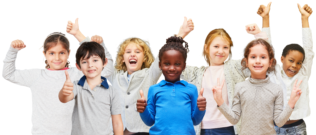 Kids mit Daumenhoch-Geste